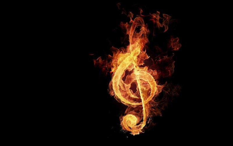 Flaming Treble Clef — Black, Dramatic
