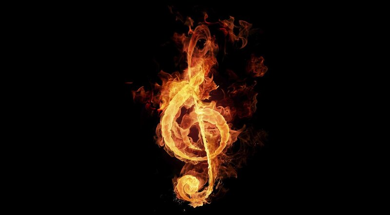 Flaming Treble Clef — Black
