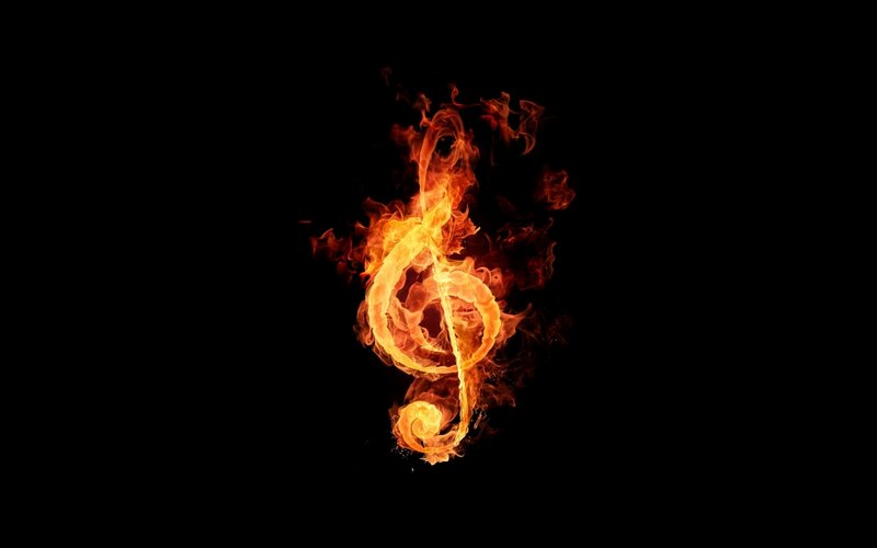 Flaming Treble Clef — Orange, Dramatic
