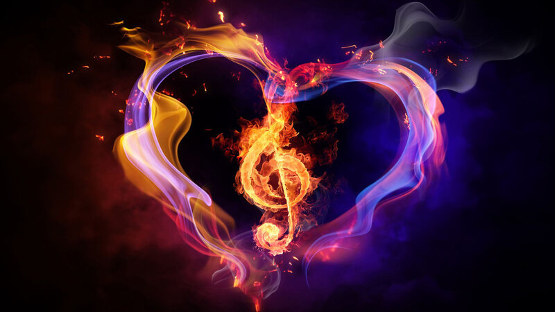 Flaming Treble Clef — Purple