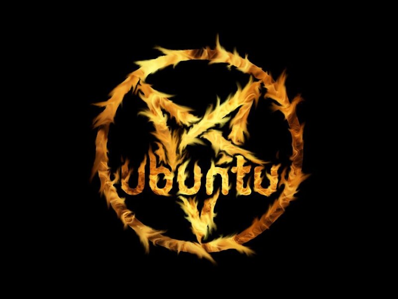 Flaming Ubuntu Logo — Black, Dramatic