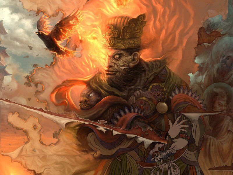Flaming Warrior with Bird