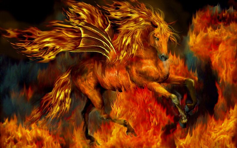 flaming winged horse