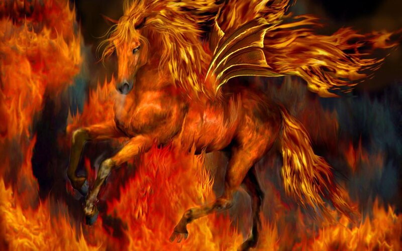 flaming winged horse