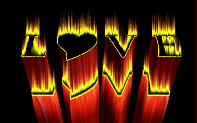 Flaming Word Love — Red