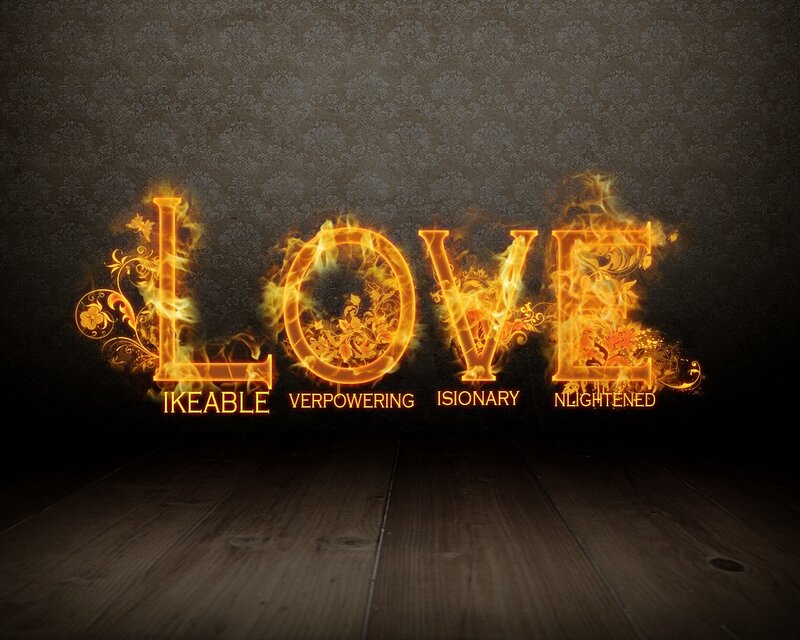 Flaming word love