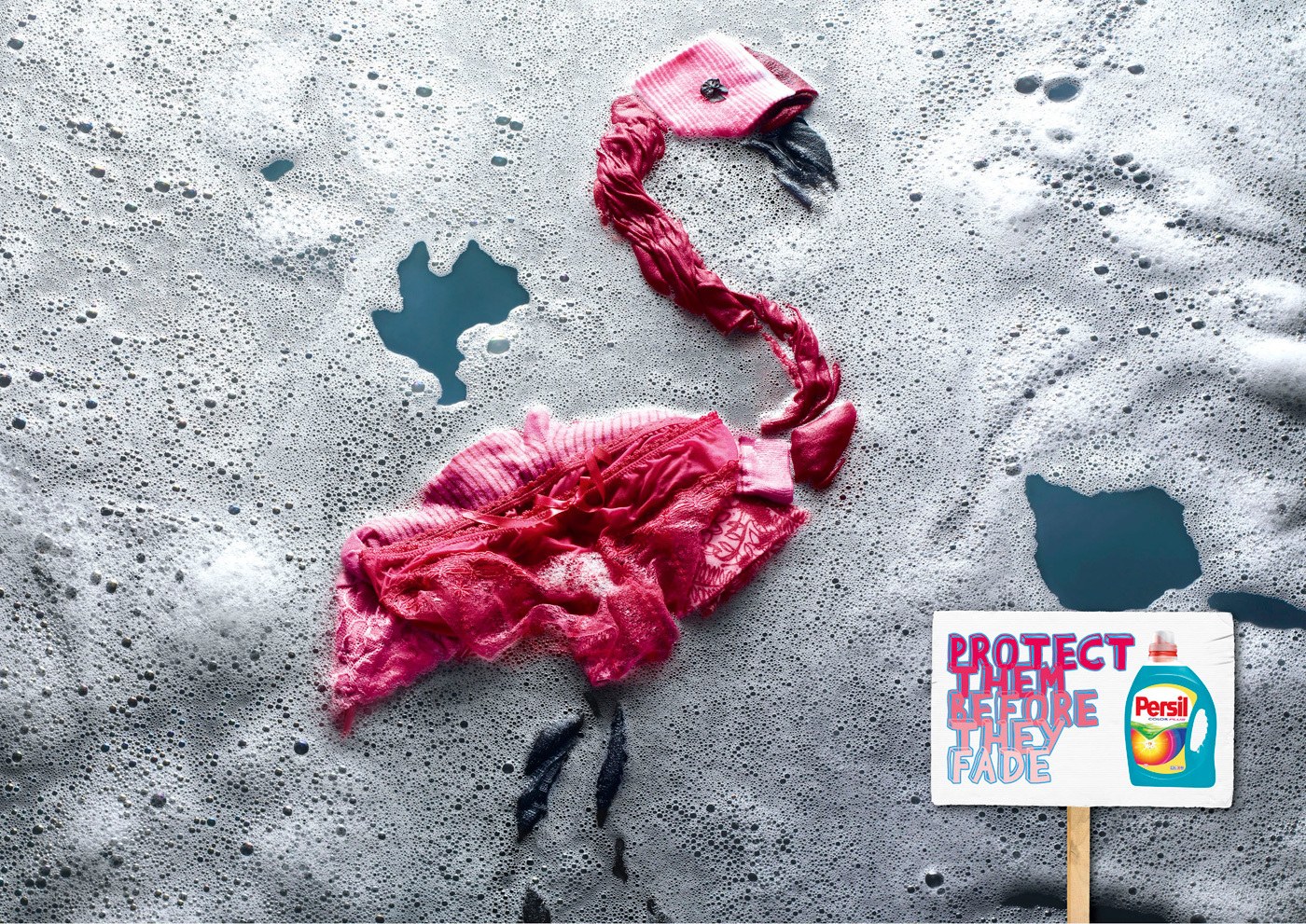 Flamingo made of clothes