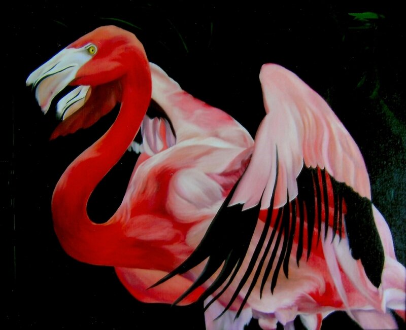 Flamingo with Wings Spread