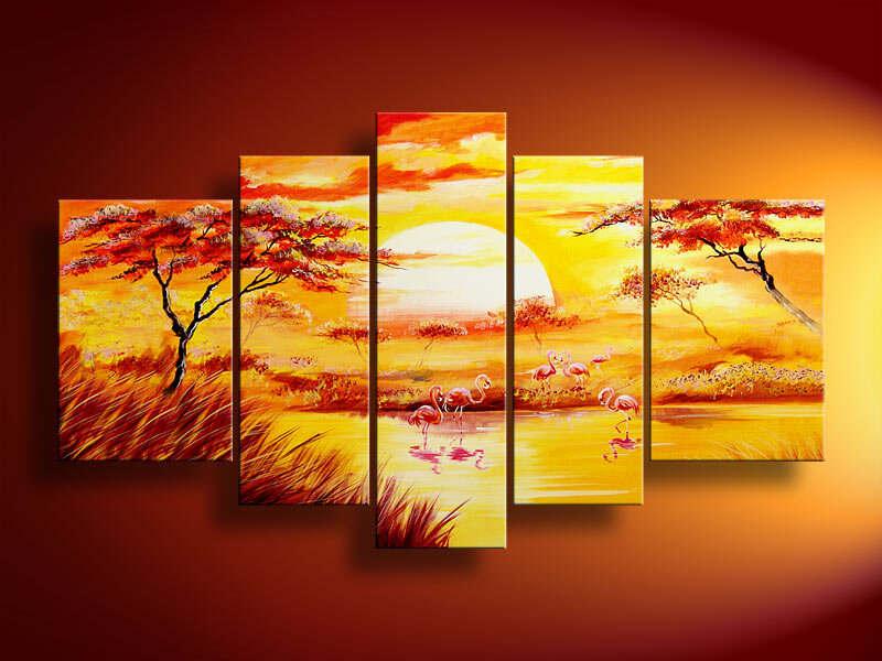 Flamingos at Sunset — Orange
