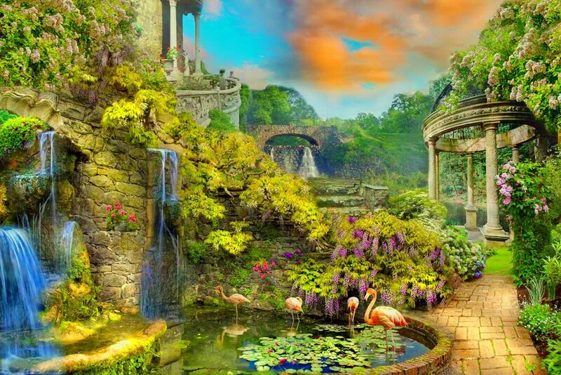 Flamingos in Garden