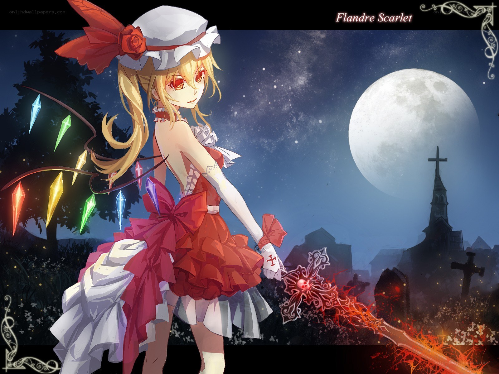 Flandre Scarlet in a graveyard