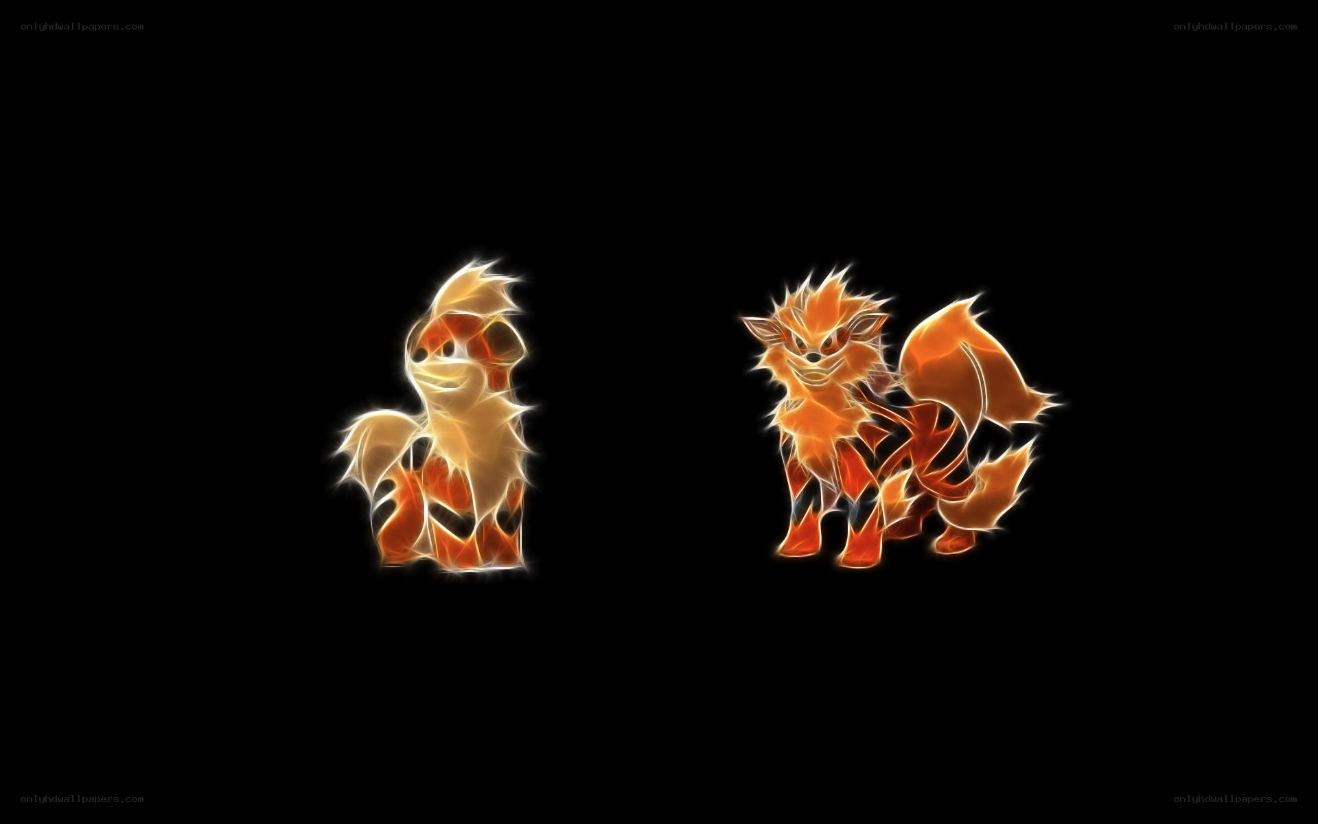 Flareon and Vulpix glowing