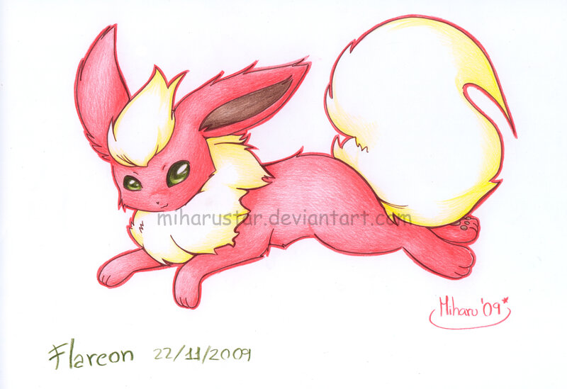 Flareon colored pencil drawing
