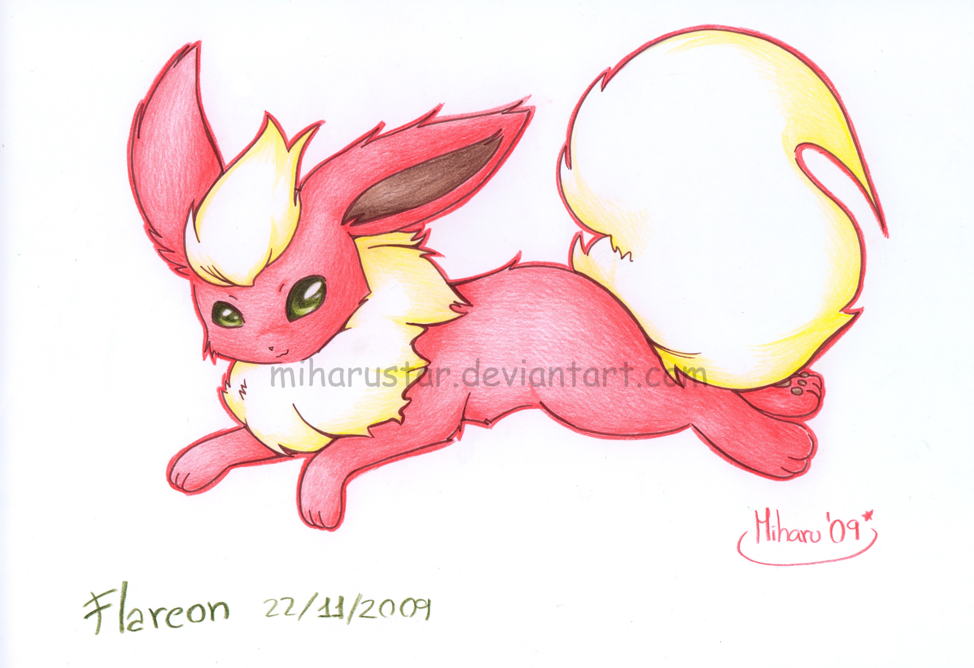 Flareon colored pencil drawing