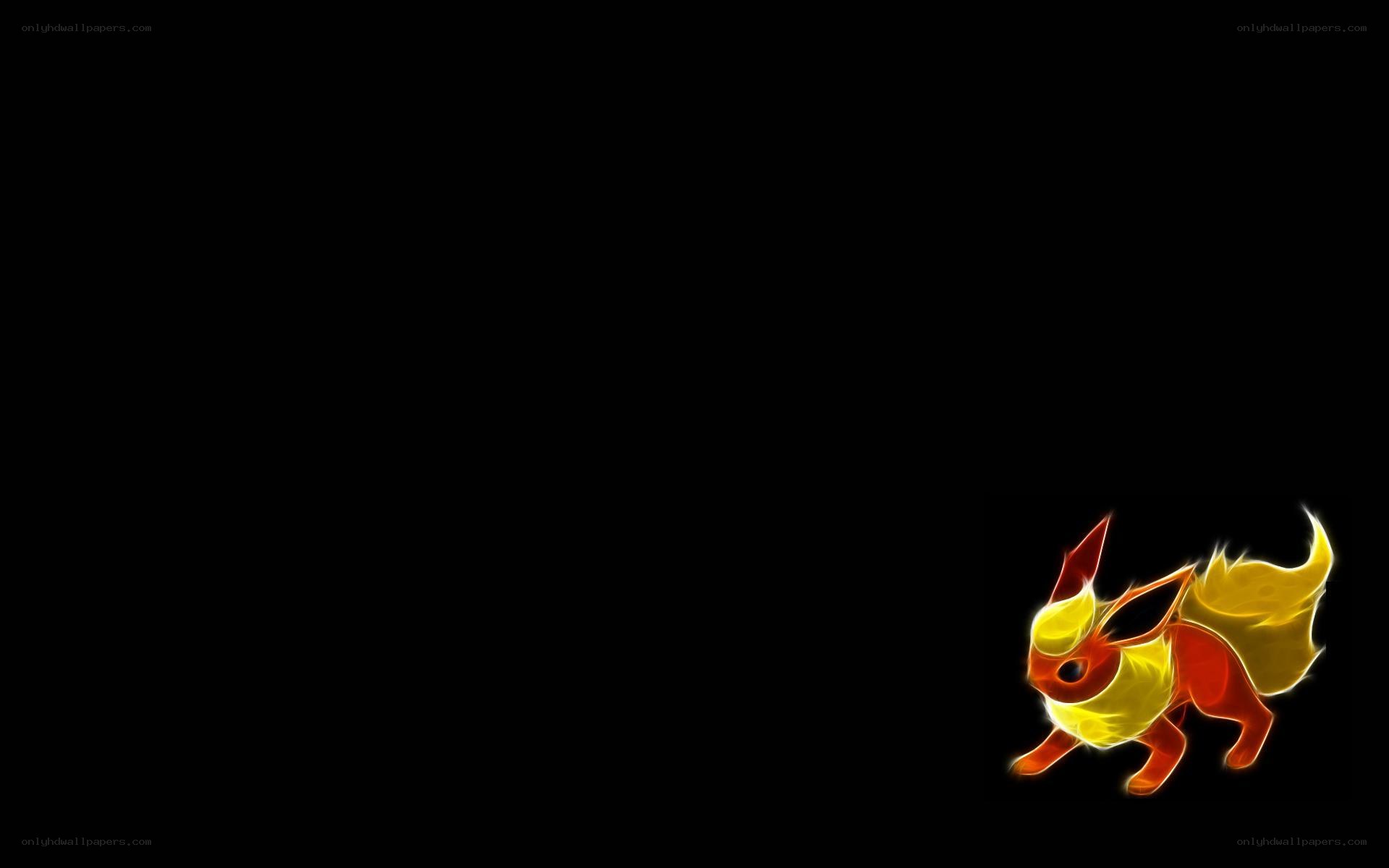 Flareon glowing on black