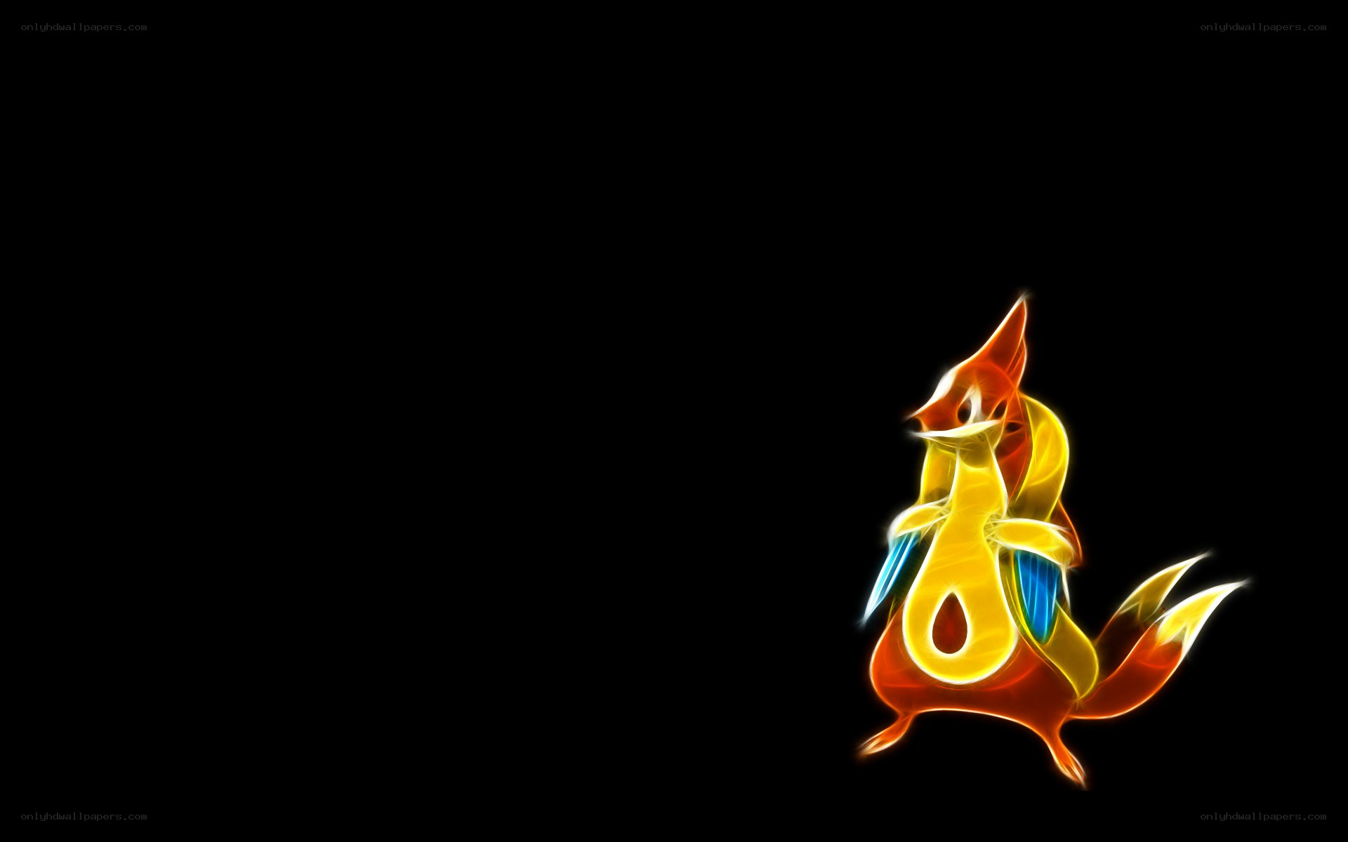 Flareon glowing on black
