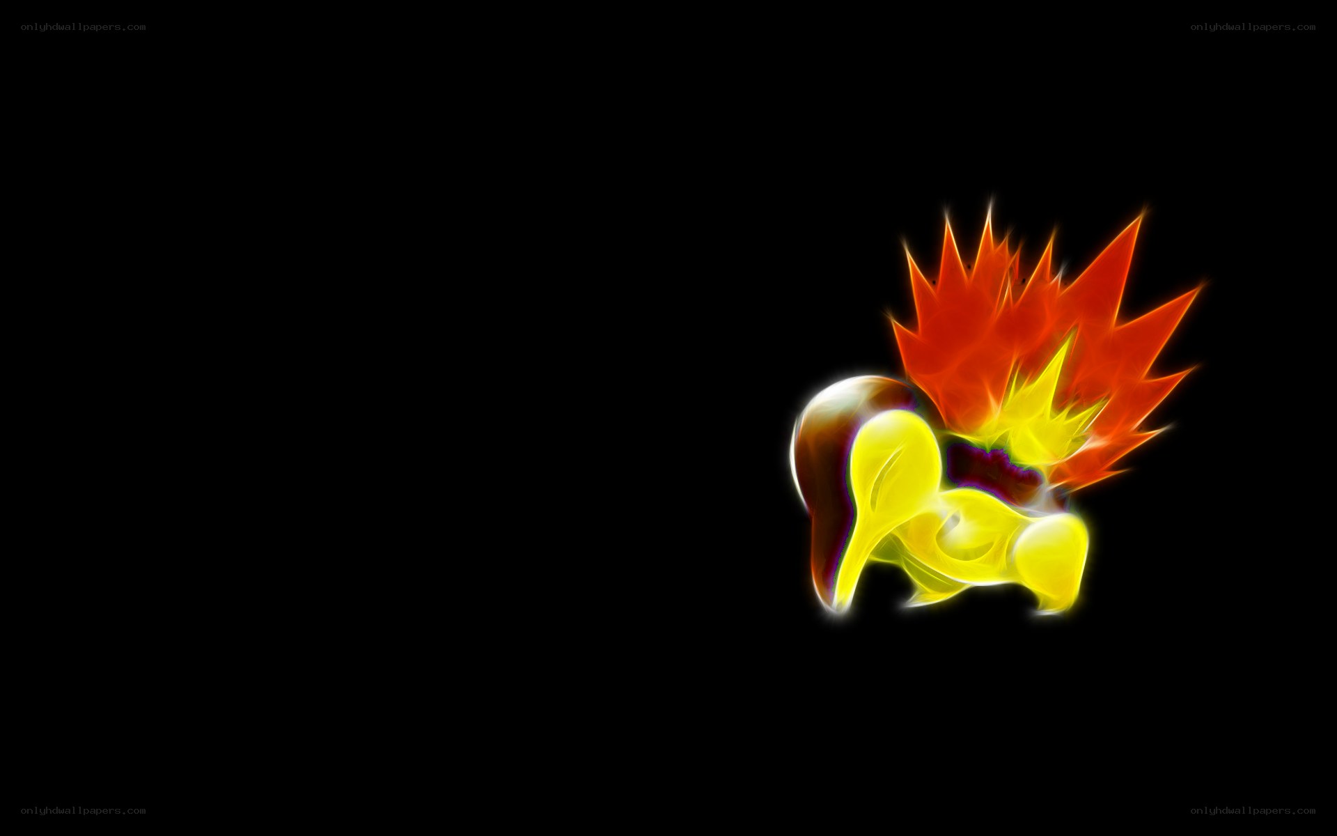 Flareon glowing on black