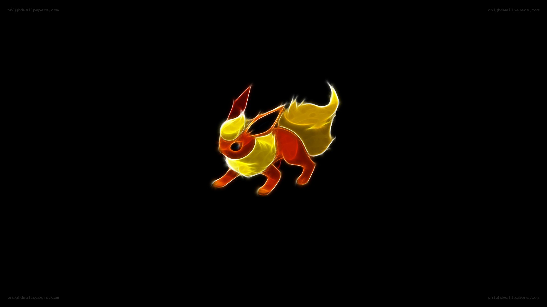 Flareon glowing on black