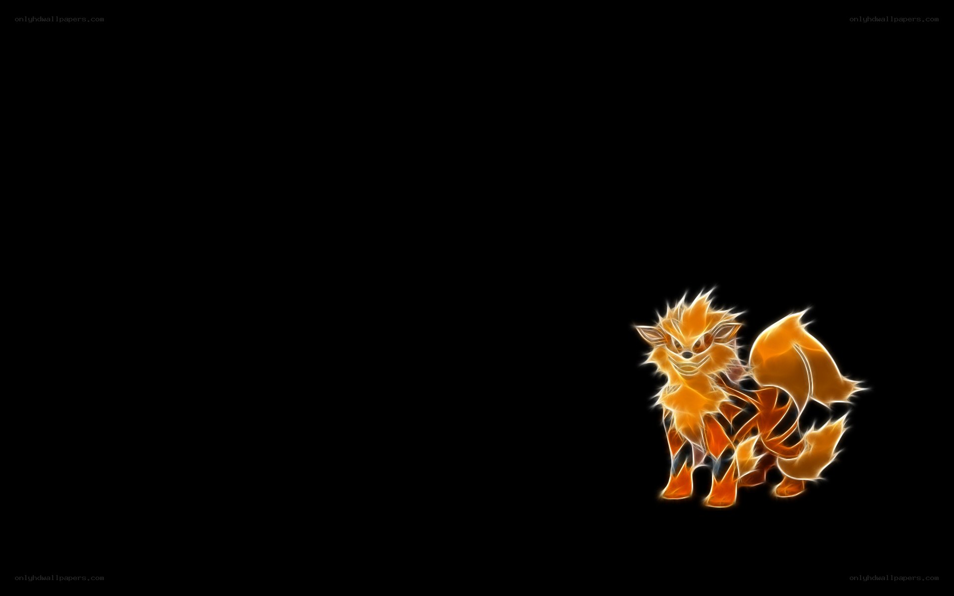 Flareon glowing on black
