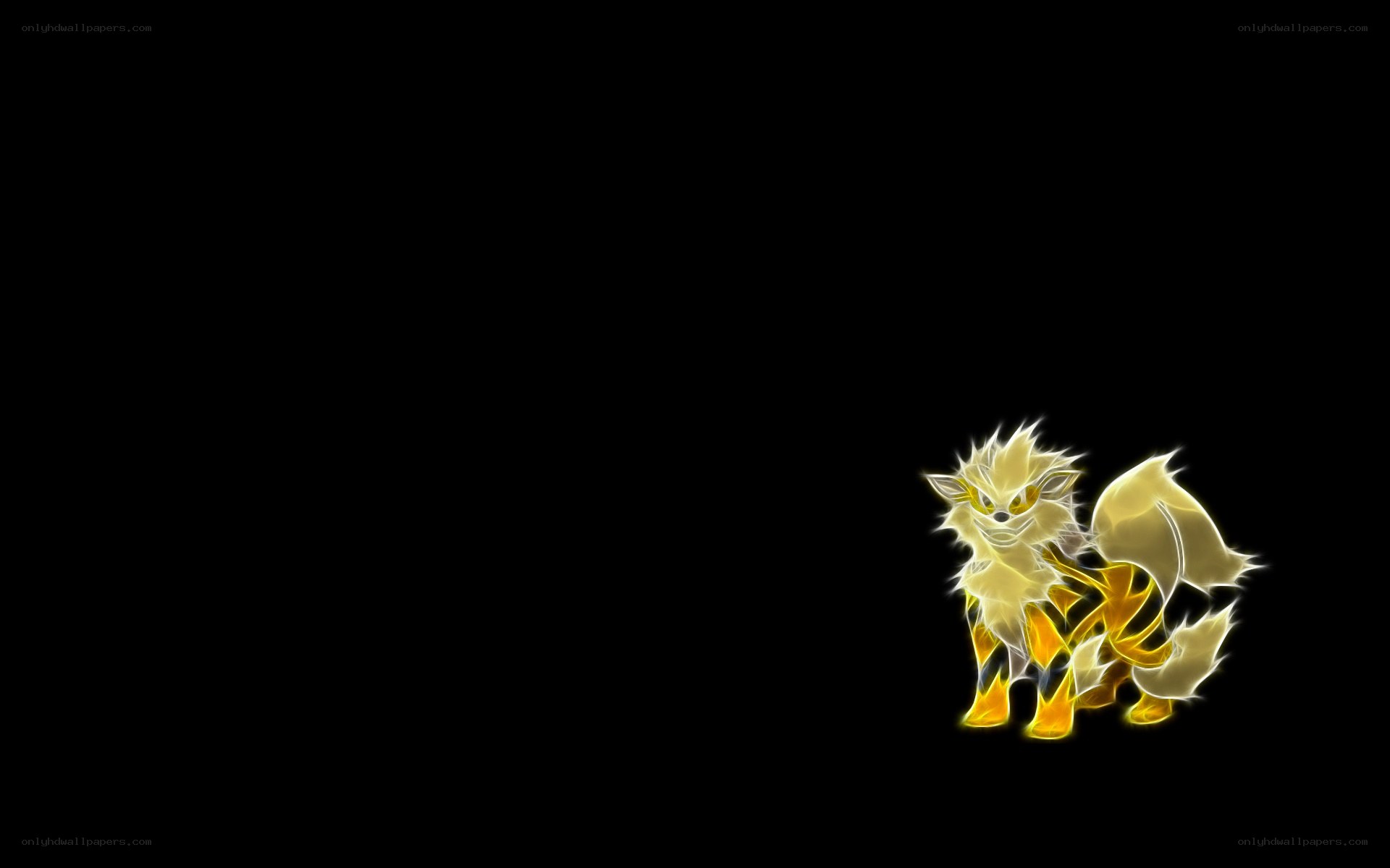 Flareon glowing on black