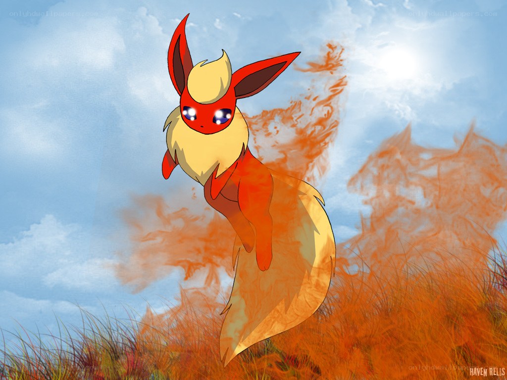 Flareon in a field