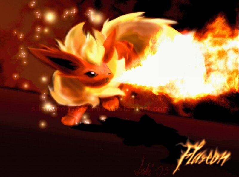 Flareon using Flamethrower