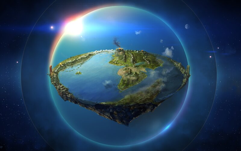 Flat Earth in Space — Blue, Dramatic