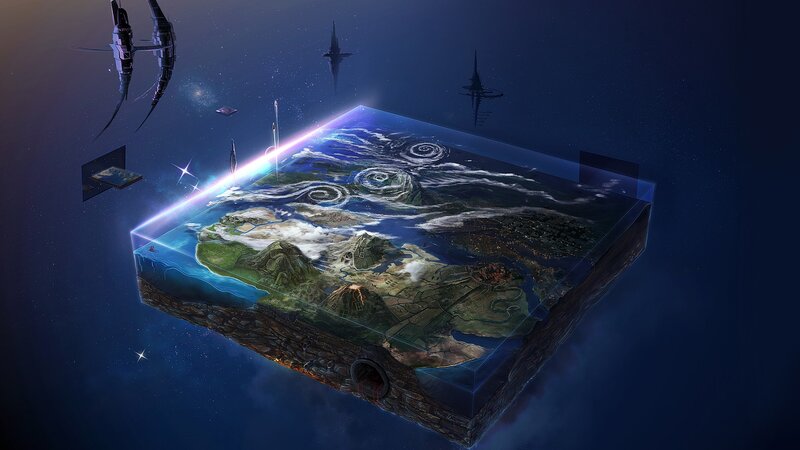 Flat Earth Model — Blue, Dramatic