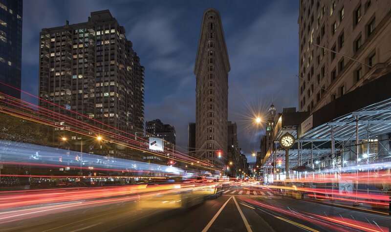 Flatiron Building at Night — Blue