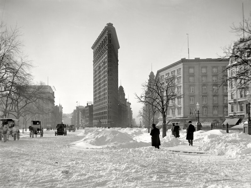Flatiron Building in Snow — Black