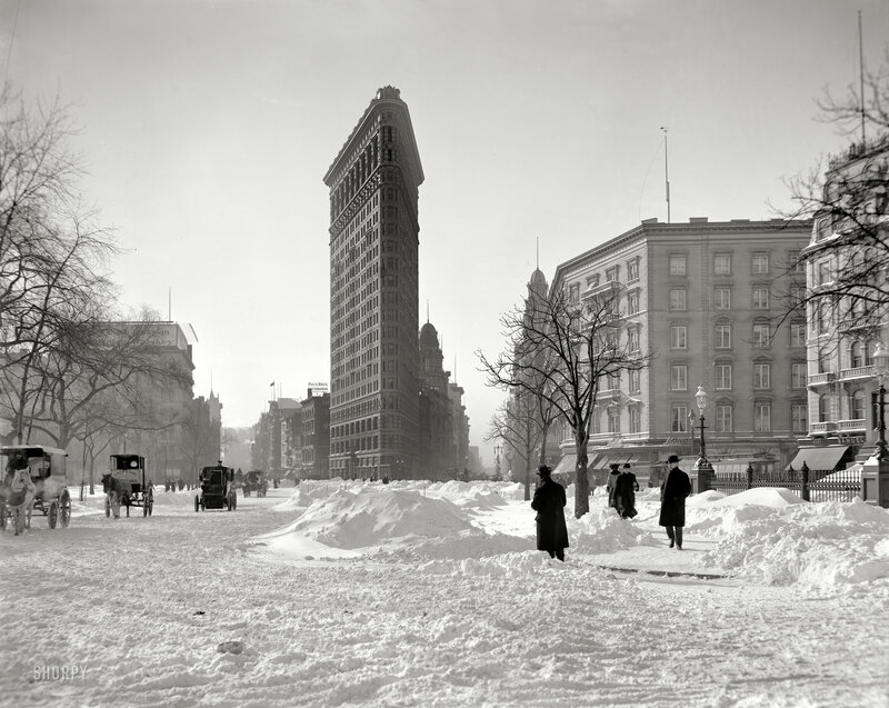 Flatiron Building in snow