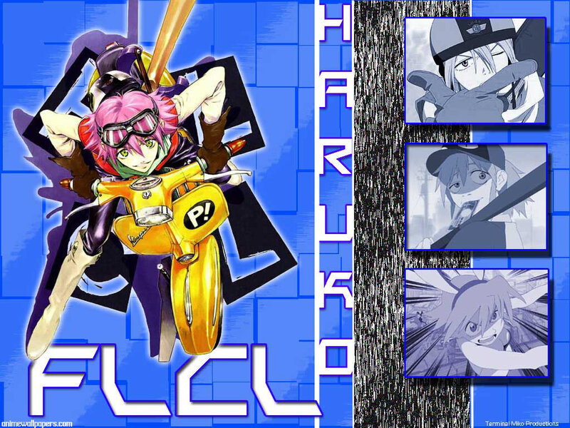 Flcl anime character on motorcycle