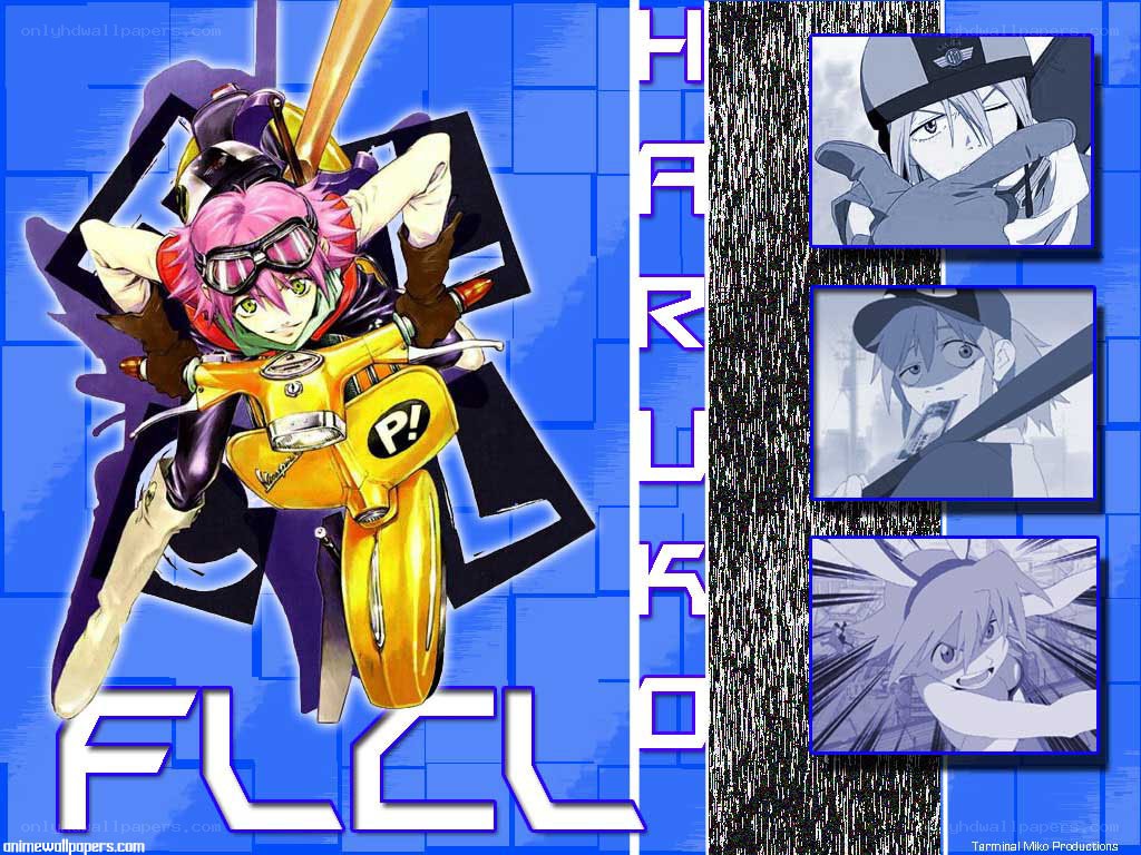 Flcl anime character on motorcycle