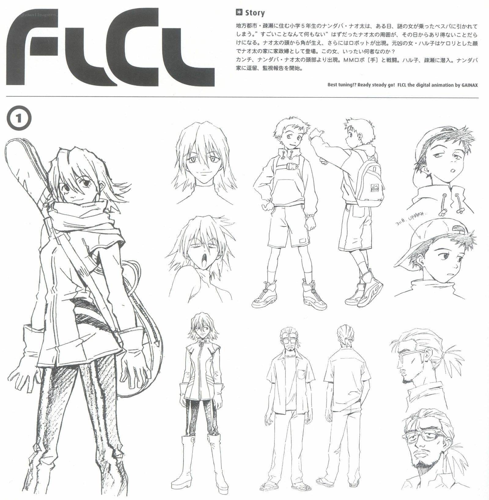 FLCL character design sheet