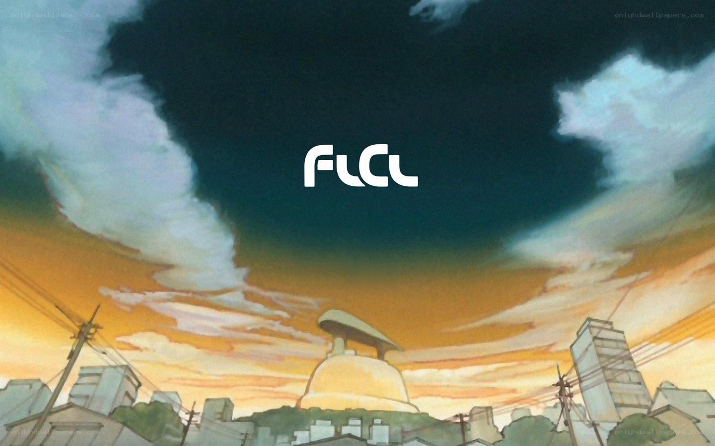 FLCL logo over cityscape