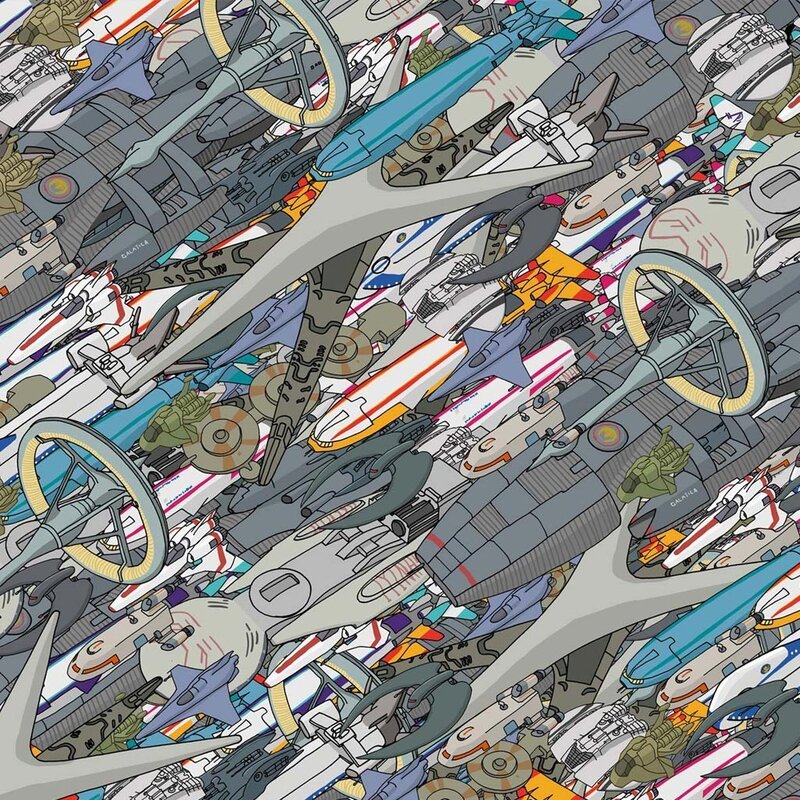 Fleet of futuristic spaceships