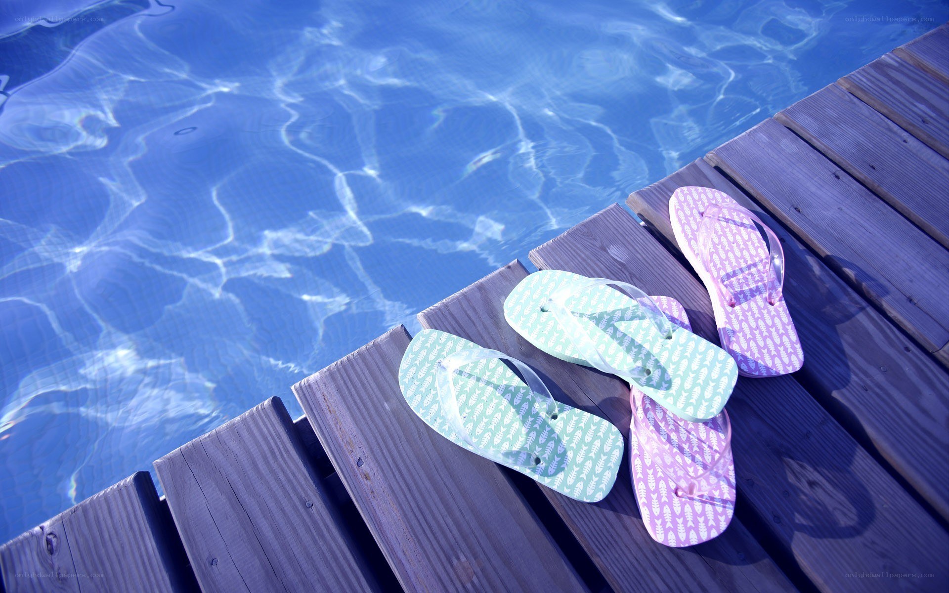 Flip flops by the pool