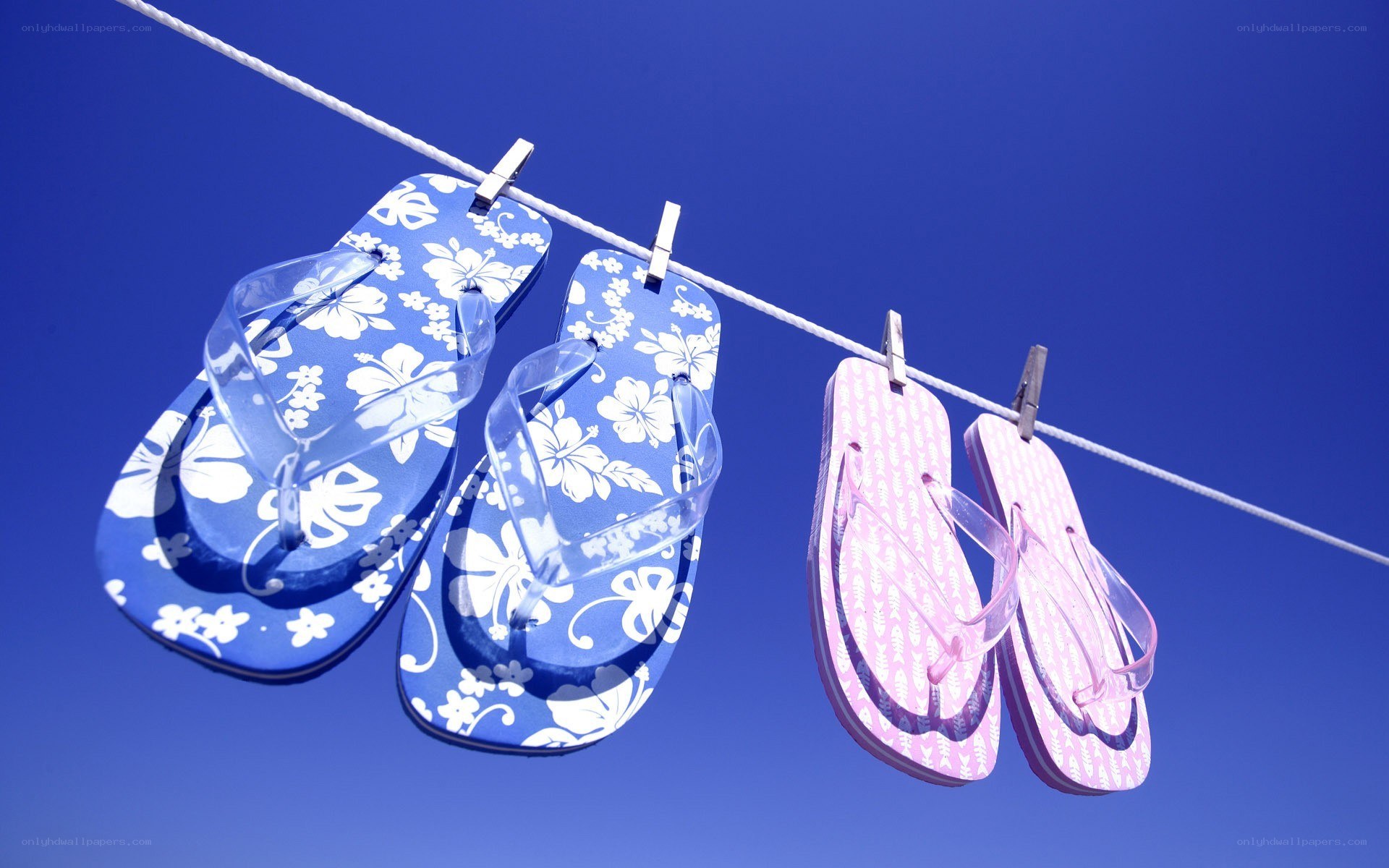 Flip flops on a clothesline