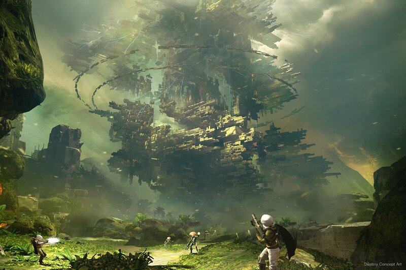 Floating alien city concept art