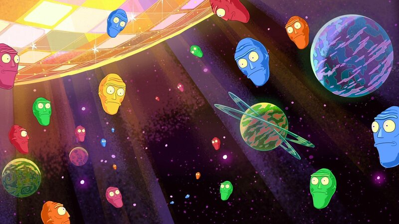 Floating Alien Heads in Space