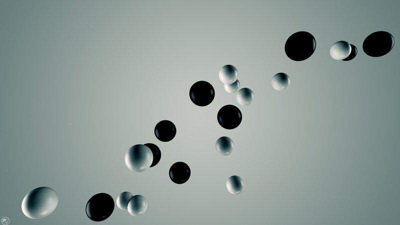 Floating Black and White Spheres