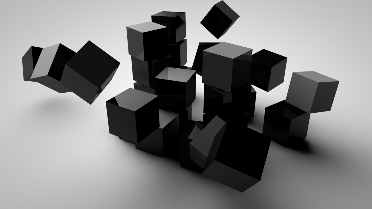 floating black cubes
