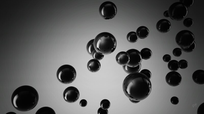 floating black spheres