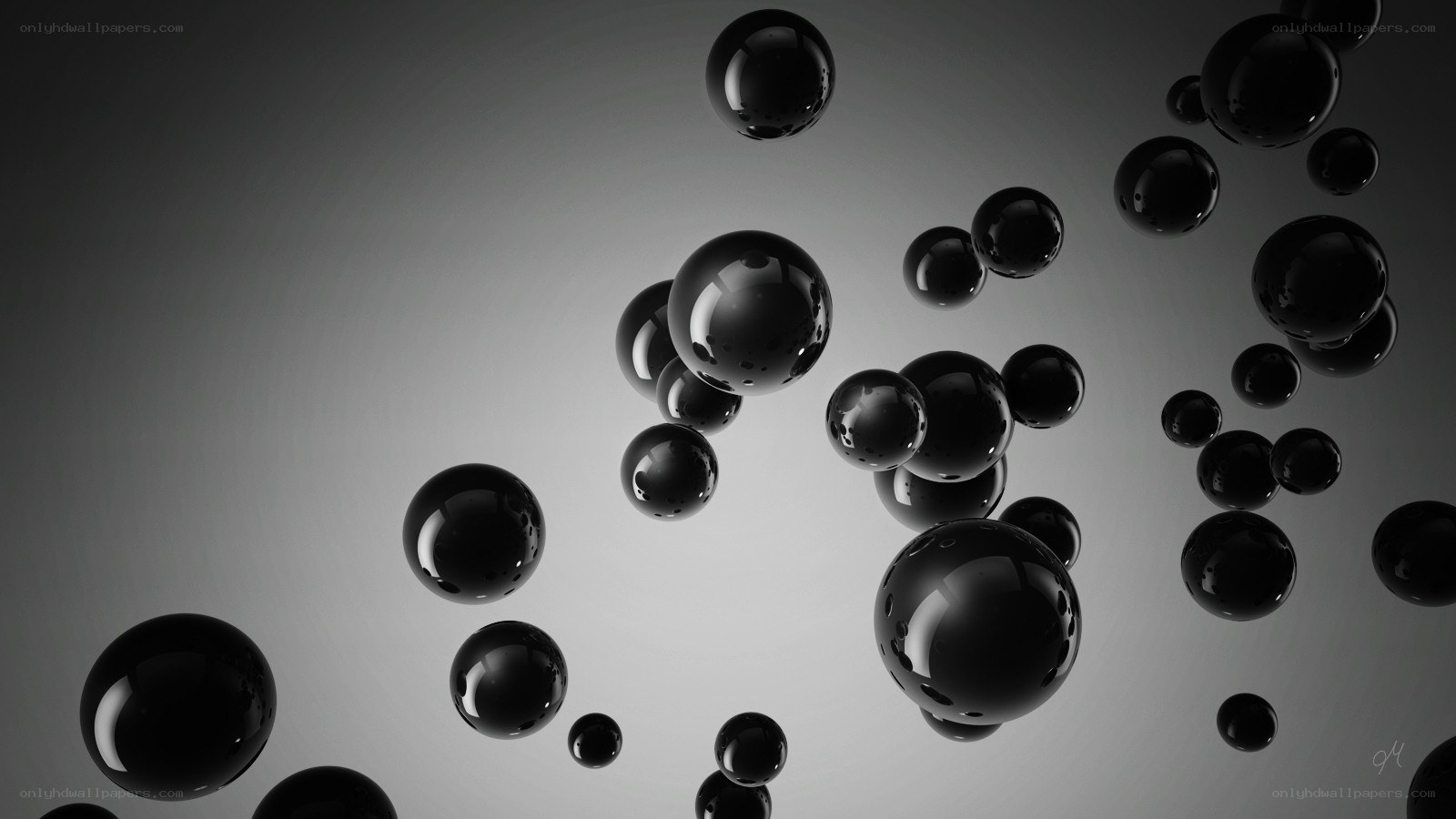 floating black spheres