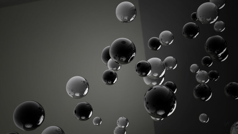 Floating black spheres