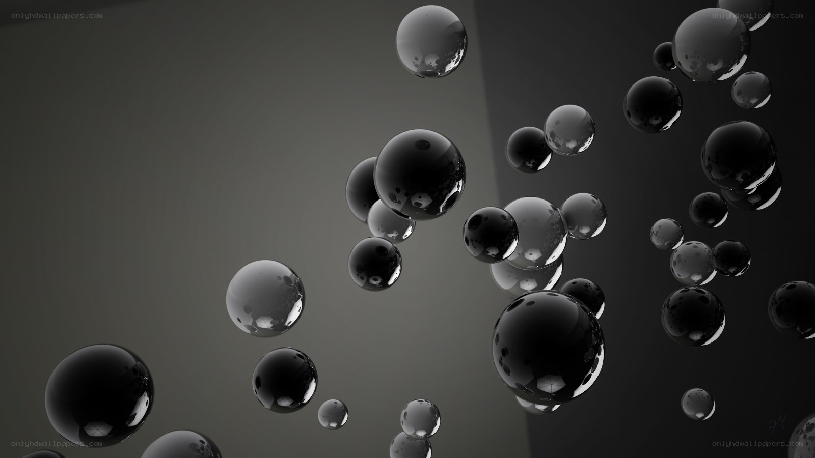 Floating black spheres