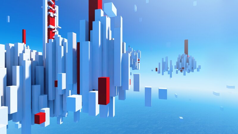 floating block cityscape