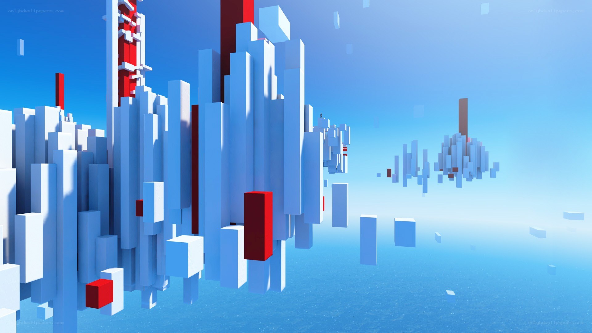 floating block cityscape