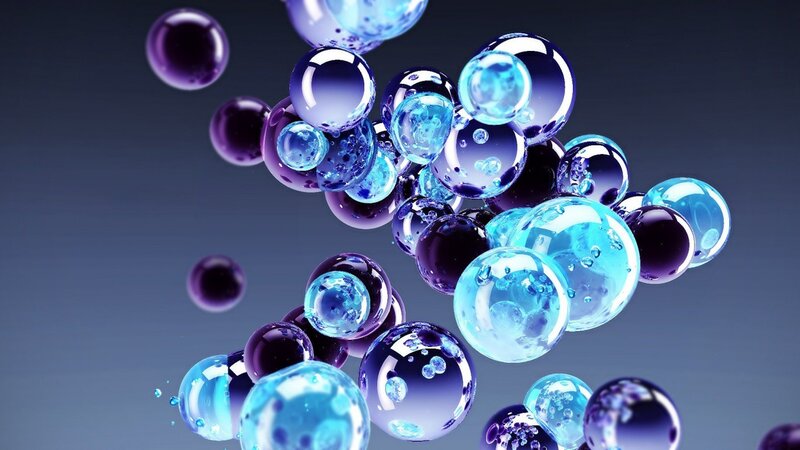 Floating Blue and Purple Bubbles — Abstract