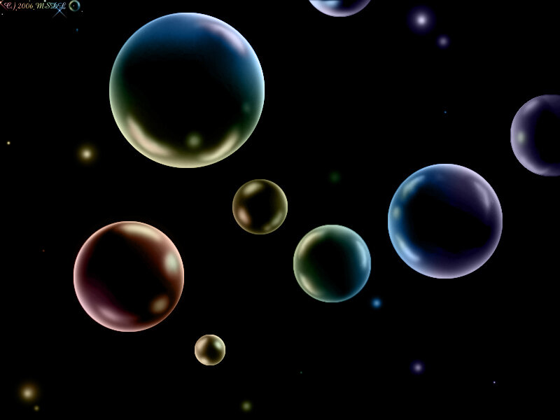 floating bubbles in space
